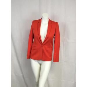 [317] Topshop Blazer Womens 8 Orange One Button Lined Tailored Jacket Work